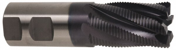 Hertel 84512797 Square End Mill: 1-1/4 Dia, 2 LOC, 1-1/4 Shank Dia, 4-1/2 OAL, 6 Flutes, Cobalt Image