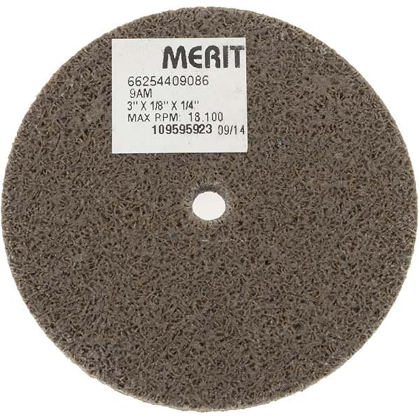 3 inch Diam, 1/8 inch Face Width, 1/4 inch Center Hole, Coarse Grade, Aluminum Oxide Deburring Wheel