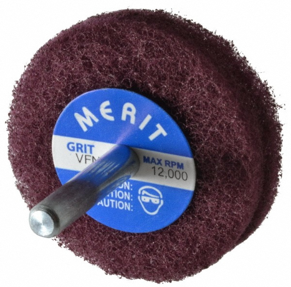 Merit Abrasives 2" Diam, Medium Mounted Scrubber Buffing Wheel