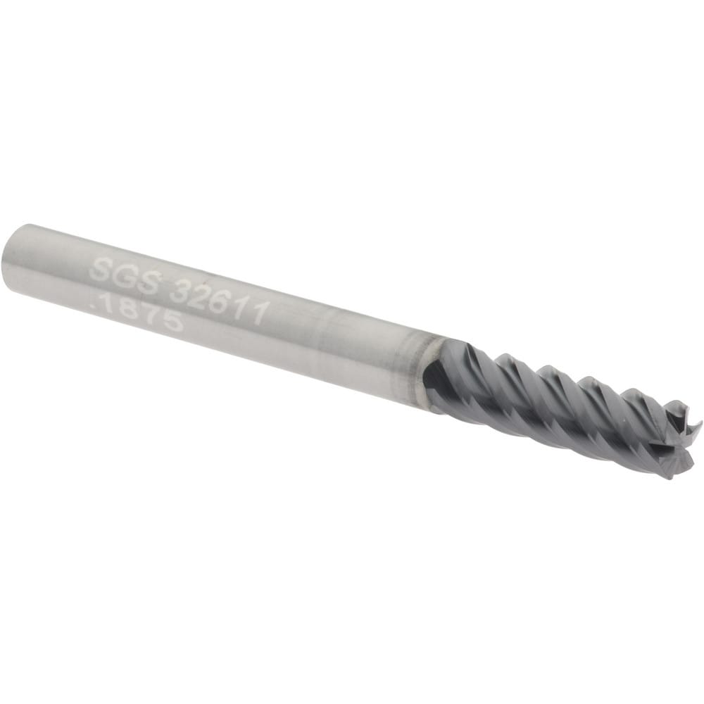 SGS 32611 Corner Radius End Mill: 3/16" Dia, 5/8" LOC, 0.01" Radius, 5 Flutes, Solid Carbide Image