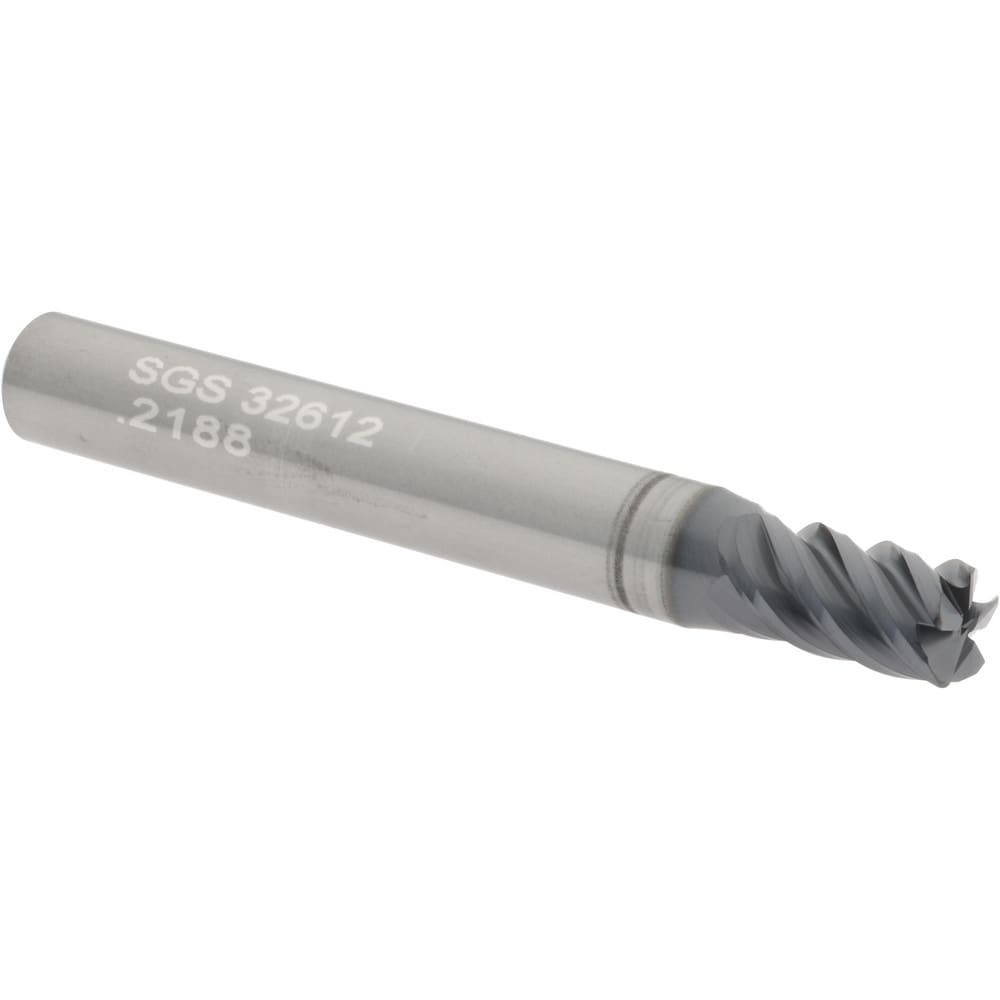 SGS 32612 Corner Radius End Mill: 0.2188" Dia, 3/8" LOC, 0.015" Radius, 5 Flutes, Solid Carbide Image