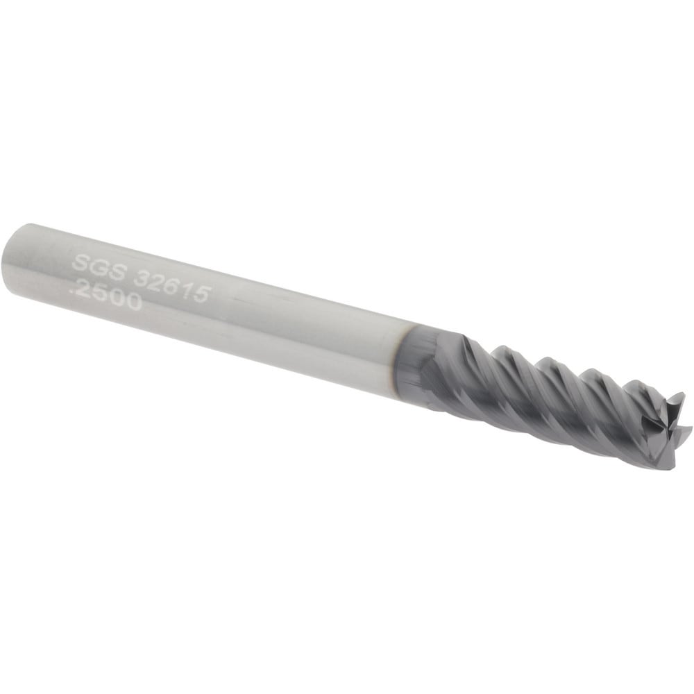 SGS 32615 Corner Radius End Mill: 1/4" Dia, 3/4" LOC, 0.015" Radius, 5 Flutes, Solid Carbide Image