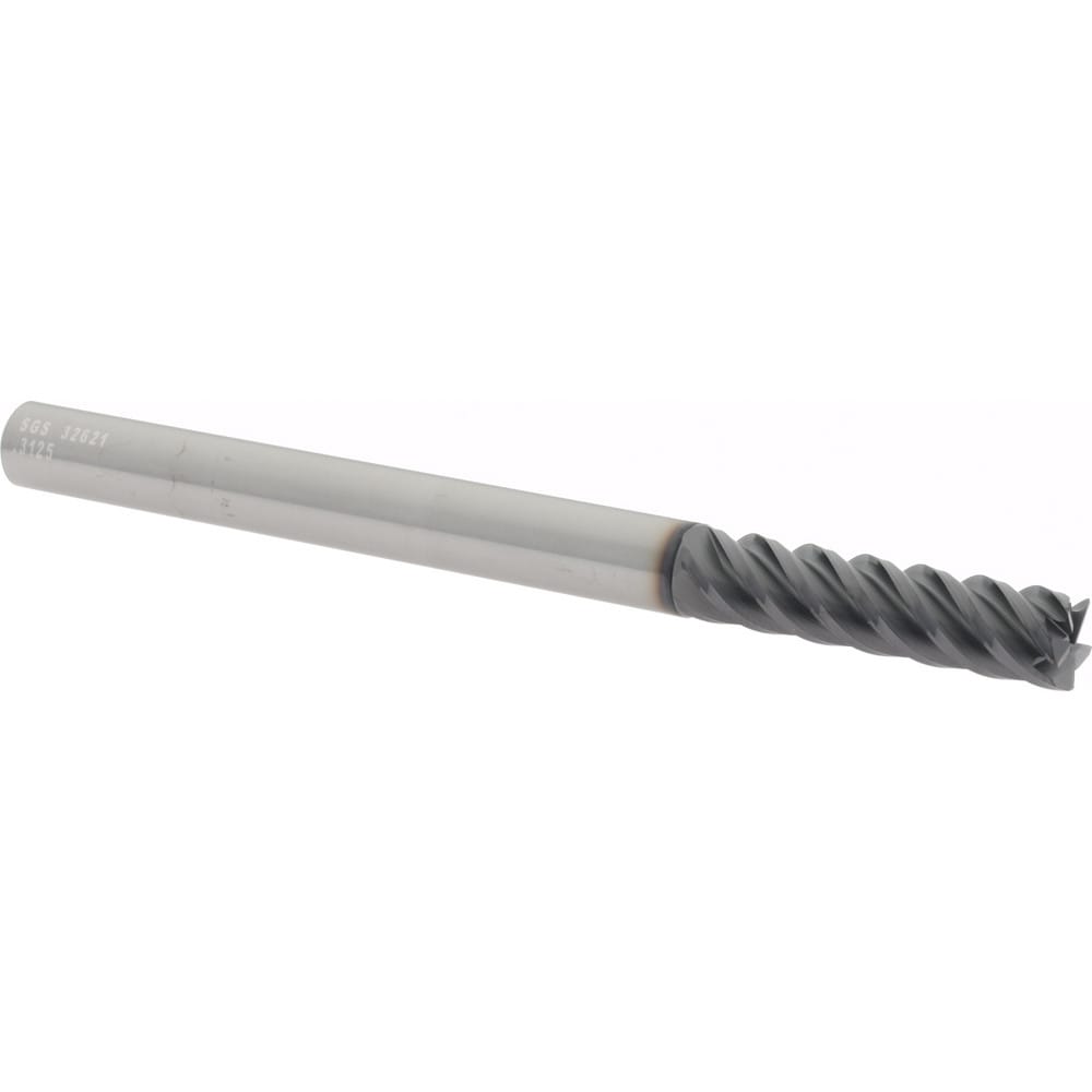 SGS 32621 Corner Radius End Mill: 5/16" Dia, 1-1/4" LOC, 0.015" Radius, 5 Flutes, Solid Carbide Image