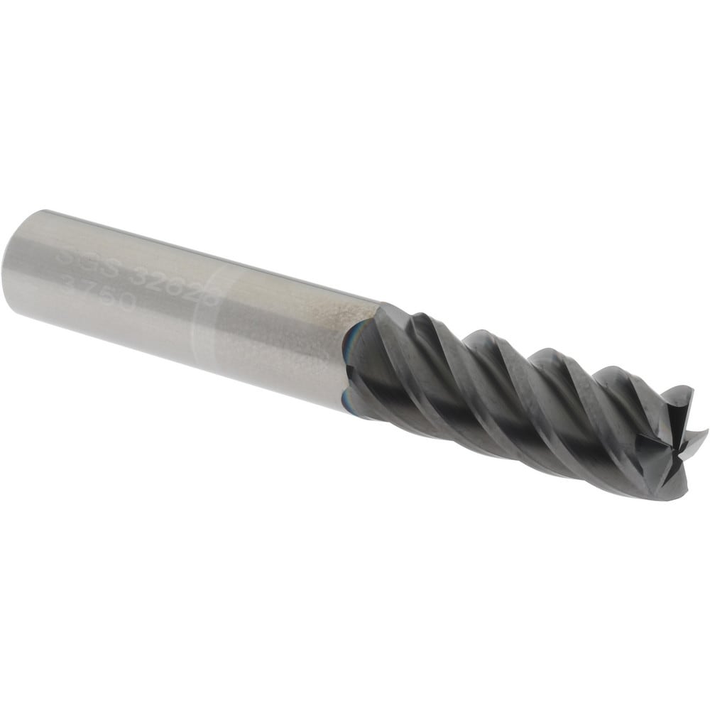 SGS 32628 Corner Radius End Mill: 3/8" Dia, 1" LOC, 0.015" Radius, 5 Flutes, Solid Carbide Image