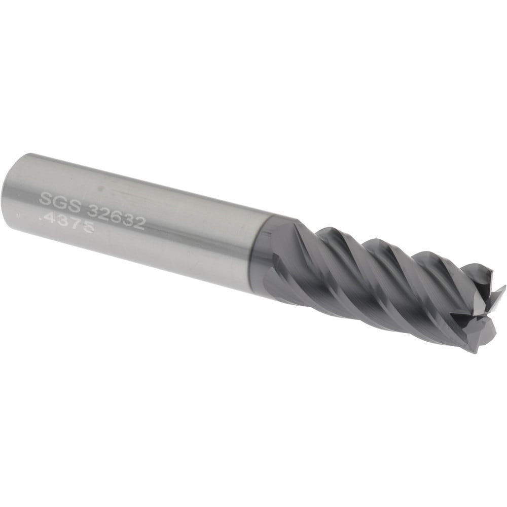 SGS 32632 Corner Radius End Mill: 7/16" Dia, 1" LOC, 0.015" Radius, 5 Flutes, Solid Carbide Image