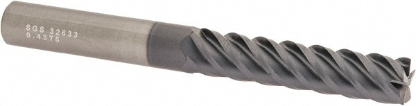 SGS 32633 Corner Radius End Mill: 7/16" Dia, 2" LOC, 0.015" Radius, 5 Flutes, Solid Carbide Image