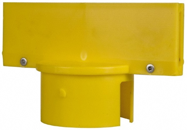 Pedestrian Barrier Sign Adapter & Pole Sign Adapter: Plastic, Yellow, Use with 3 in Poles