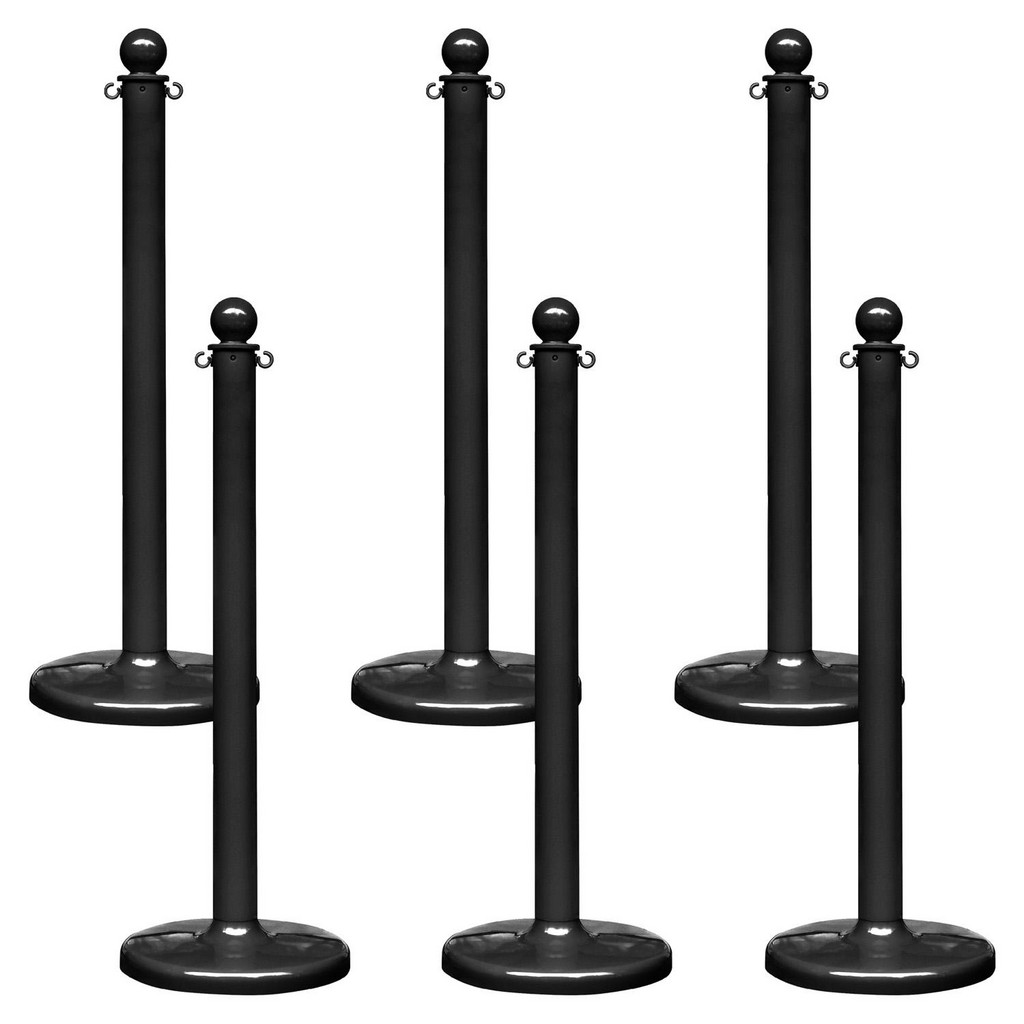 PRO-SAFE Medium Duty Stanchion, Black, 6/pk | Part #STN-POL-BLK-6C