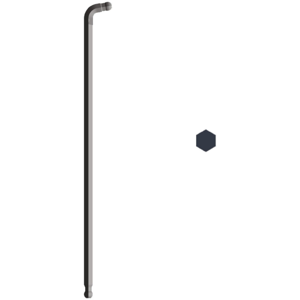 L-Handle Hex Key: 6.000 mm, Double Ball End, Extra Long Arm - Alloy Steel, Black Finish