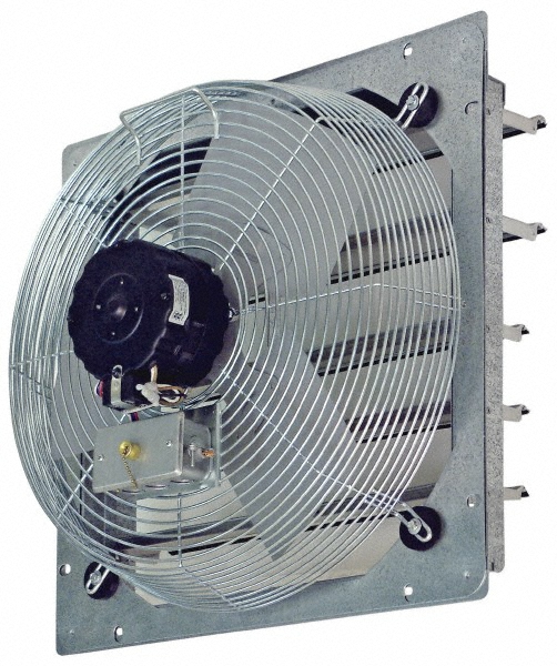 10" Blade, Direct Drive, 1/12 hp, 680, 540 & 460 CFM, Totally Enclosed Exhaust Fan - 13-1/8" Opening Height x 13-1/8" Opening Width, 120 Volt, 3 Speed, Single Phase