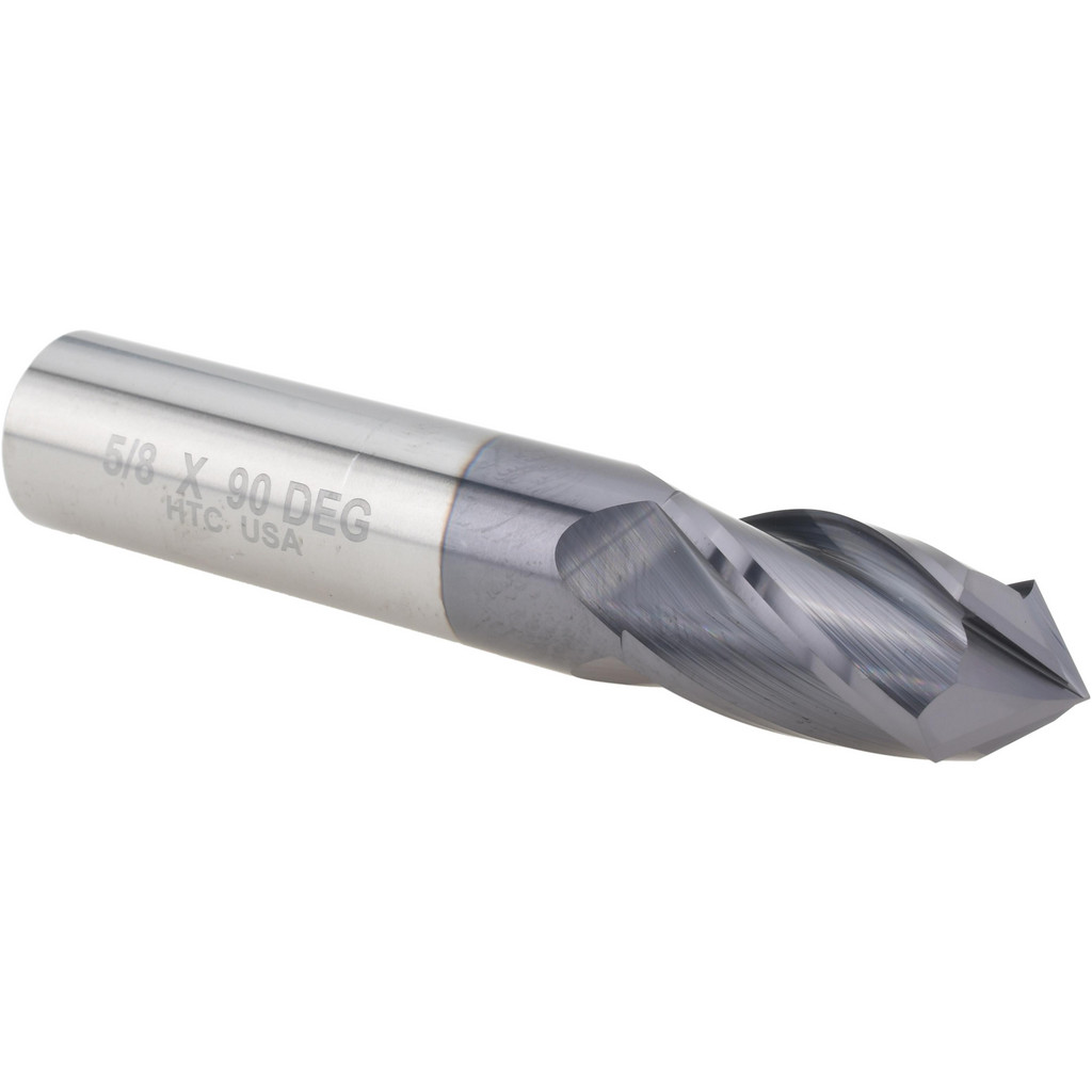 Harvey Tool Drill Mill: 5/8" Dia, 1-1/4" LOC, 4 Flute, 90 deg Point, Solid Carbide - 3-1/2" OAL, 5/8" Shank, AlTiN Finish | Part #15340-C3