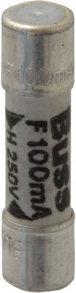 Cartridge Fast-Acting Fuse: 0.1 A, 20 mm OAL, 5 mm Dia