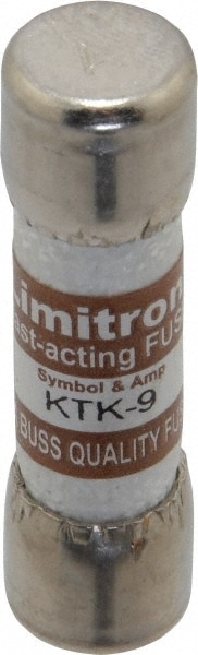 Cooper Bussmann KTK-9 Cartridge Fast-Acting Fuse: 9 A, 10.3 mm Dia Image