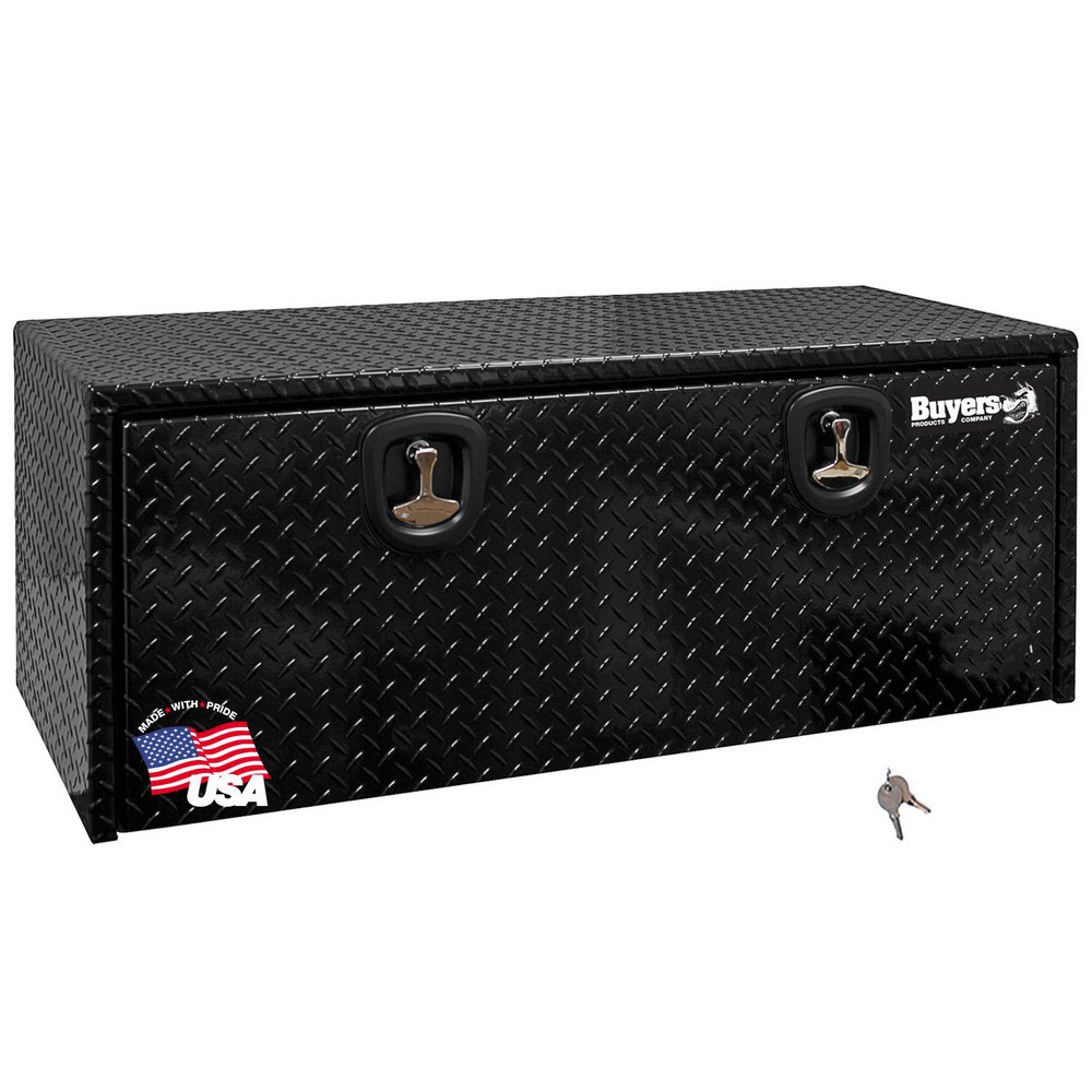 Underbody Box Truck Tool Box: 48" Wide, 24" Deep, 18" High, 12 cu ft, Aluminum, Gloss Black - Latch