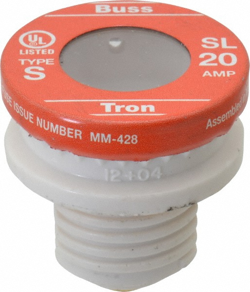 Cooper Bussmann Plug Fuse: Time Delay, 125 V, 20 A - Plastic | 4-Pack | Part #SL-20