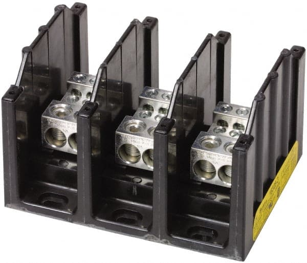 Cooper Bussmann 16325-3 3 Poles, 350 Amp, 8-2/0 AWG (Al), 14-2/0 AWG (Cu) Primary, 4-14 AWG (Cu), 4-8 AWG (Al) Secondary, Thermoplastic Power Distribution Block 