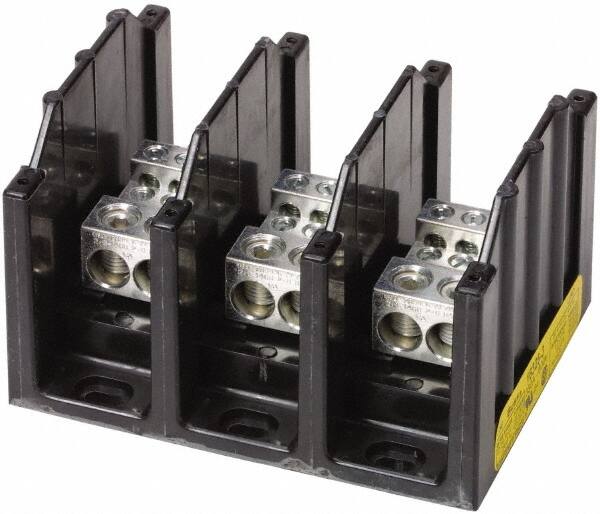 3 Poles, 350 Amp, 8-2/0 AWG (Al), 14-2/0 AWG (Cu) Primary, 4-14 AWG (Cu), 4-8 AWG (Al) Secondary, Thermoplastic Power Distribution Block