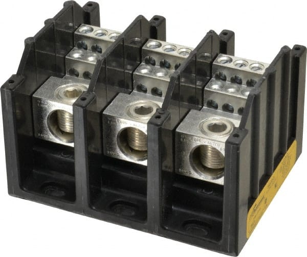 Cooper Bussmann 16370-3 3 Poles, 310 Amp, 350 kcmil-6 AWG (Cu/Al) Primary, 4-12 AWG (Al), 4-14 AWG (Cu) Secondary, Thermoplastic Power Distribution Block 