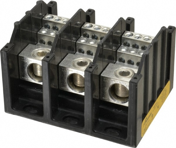 Cooper Bussmann 16370-3 3 Poles, 310 Amp, 350 kcmil-6 AWG (Cu/Al) Primary, 4-12 AWG (Al), 4-14 AWG (Cu) Secondary, Thermoplastic Power Distribution Block Image