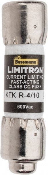 Cooper Bussmann KTK-R-4/10 Cartridge Fast-Acting Fuse: CC, 0.4 A, 10.3 mm Dia Image