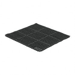 Wearwell 572.58X3X3NBRBK Anti-Fatigue Modular Tile Mat: Dry & Wet Environment, 3" Length, 36" Wide, 5/8" Thick, Beveled Edge, Black 