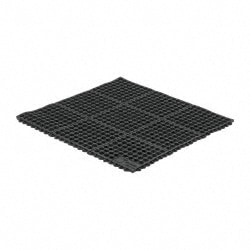 Wearwell 572.58X3X3NBRBK Anti-Fatigue Modular Tile Mat: Dry & Wet Environment, 3" Length, 36" Wide, 5/8" Thick, Beveled Edge, Black Image