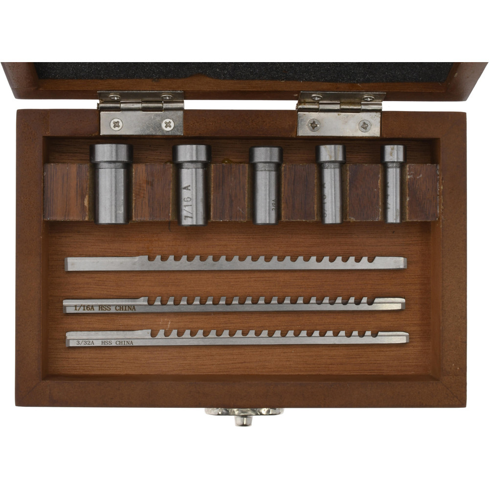 8 Piece, 1/16 to 1/8" Keyway Width, Style A Keyway Broach Set