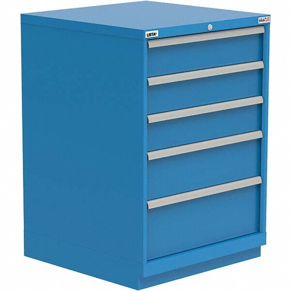 LISTA - 5 Drawer, 61 Compartment Blue Steel Modular Storage Cabinet ...