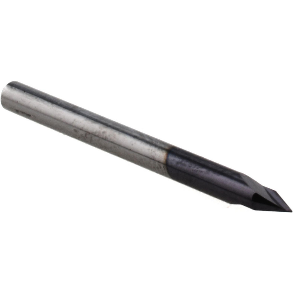 Harvey Tool Chamfer Mill: 1/8" Dia, 50 deg, 2 Flute, 1/8" Shank Dia, Solid Carbide, Single End - 1-1/2" OAL, AlTiN Coated | Part #18725-C3