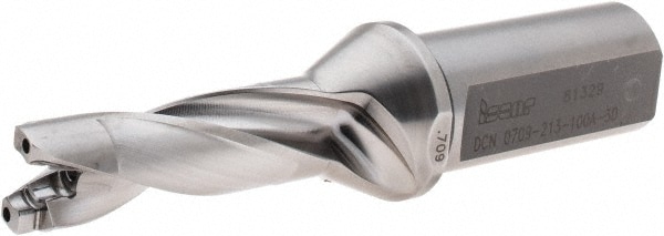 Iscar 3260097 Replaceable Tip Drill: 0.709 to 0.744 Drill Dia, 2.13" Max Depth, 1 Weldon Flat Shank Image