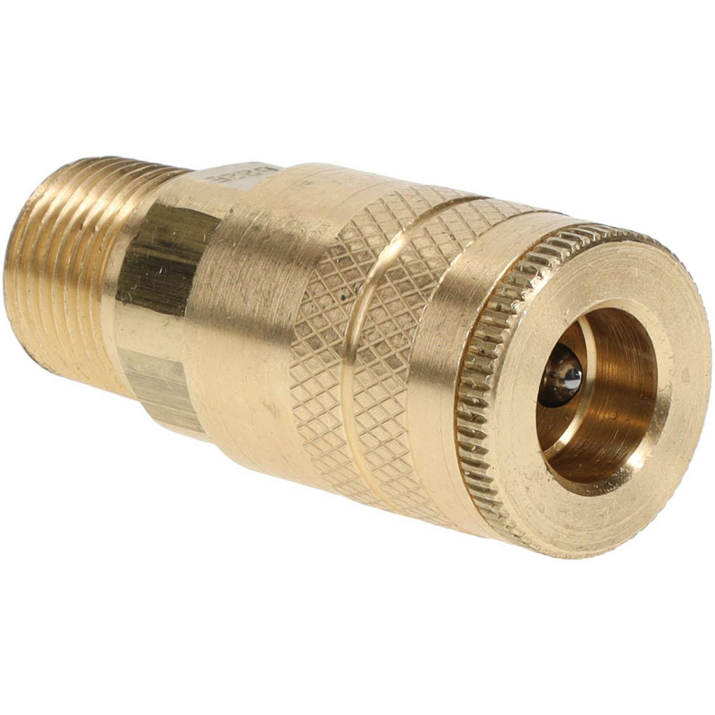 Parker Pneumatic Hose Coupling: 3/8-18, 1/4" Body Dia, Industrial Interchange - Brass | Part #B22E