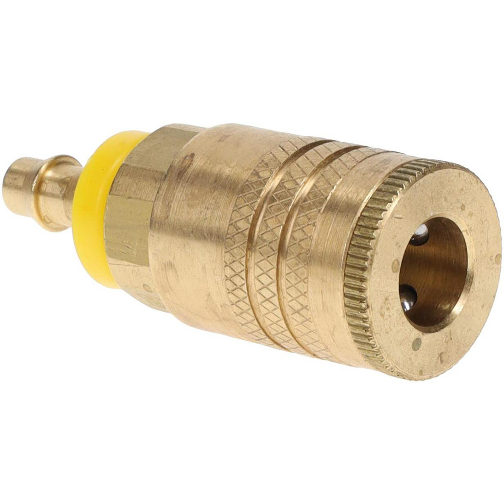 Pneumatic Hose Coupling: 1/4" Body Dia, ARO Interchange - Brass, 1/4" ID