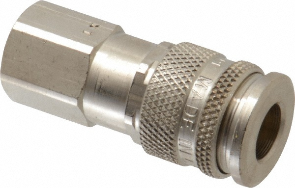 Parker Pneumatic Hose Coupling: 3/8-18, 1/4" Body Dia, High Flow Interchange - Brass | Part #25KAIN17MPN