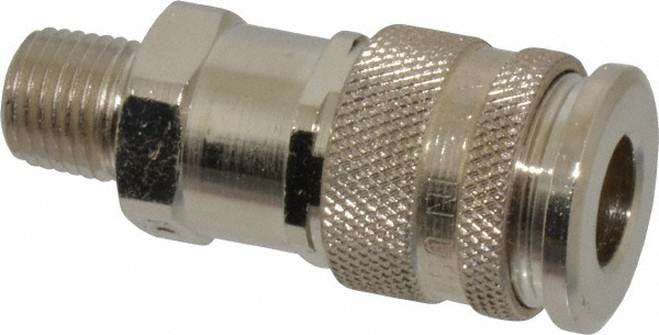 Parker Pneumatic Hose Coupling: 1/4-18, 1/4" Body Dia, High Flow Interchange - Brass | Part #25KAAN13MPN