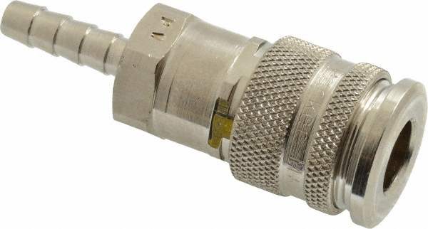 Parker Pneumatic Hose Coupling: 1/4" Body Dia, High Flow Interchange - Brass, 1/4" ID | Part #RF-251-4HB