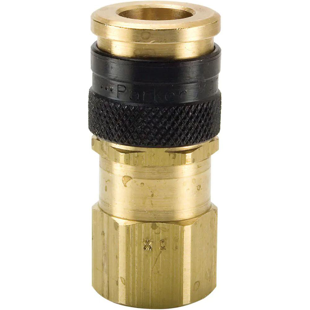Parker Pneumatic Hose Coupling: 1/4-18, 1/4" Body Dia, Industrial Interchange - Brass | Part #23KAIN13MPN