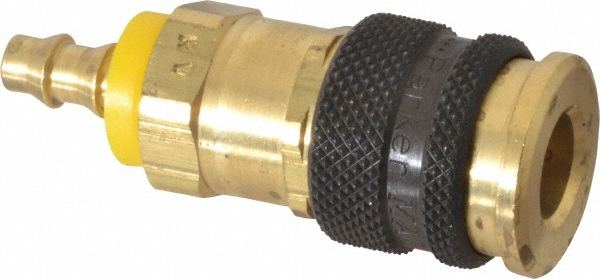 Parker Pneumatic Hose Coupling: 1/4" Body Dia, Industrial Interchange - Brass, 1/4" ID | Part #23KATP06MPN
