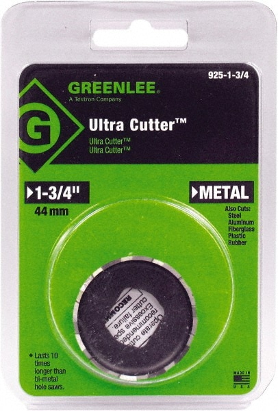 Greenlee 925-1-3/4 Hole Saw: 1-3/4" Saw Dia, 1/2" Cut Depth 