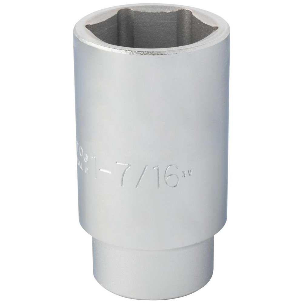 Deep  Hand Socket: 3/4" Drive, 1-7/16" Socket, 6-Point - 3-1/2" OAL, Satin Finish, Not Tether Capable