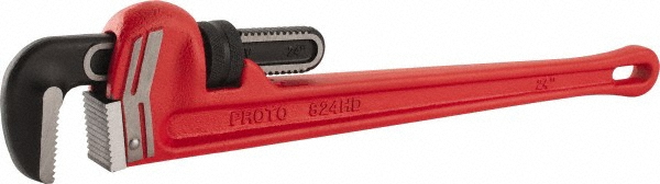 Straight Pipe Wrench: 4" Max, 24" OAL, Steel