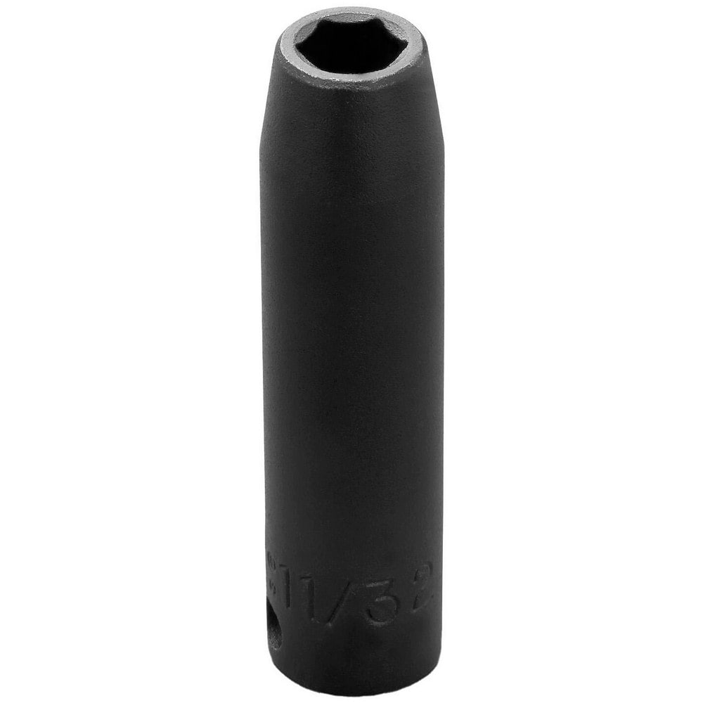 Impact Socket: 3/8" Drive, 11/32" Socket, Hex Drive