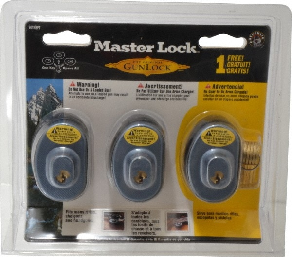 Master Lock 90TRISPT Padlock: Steel & Zinc, Keyed Alike, Zinc-Plated Image