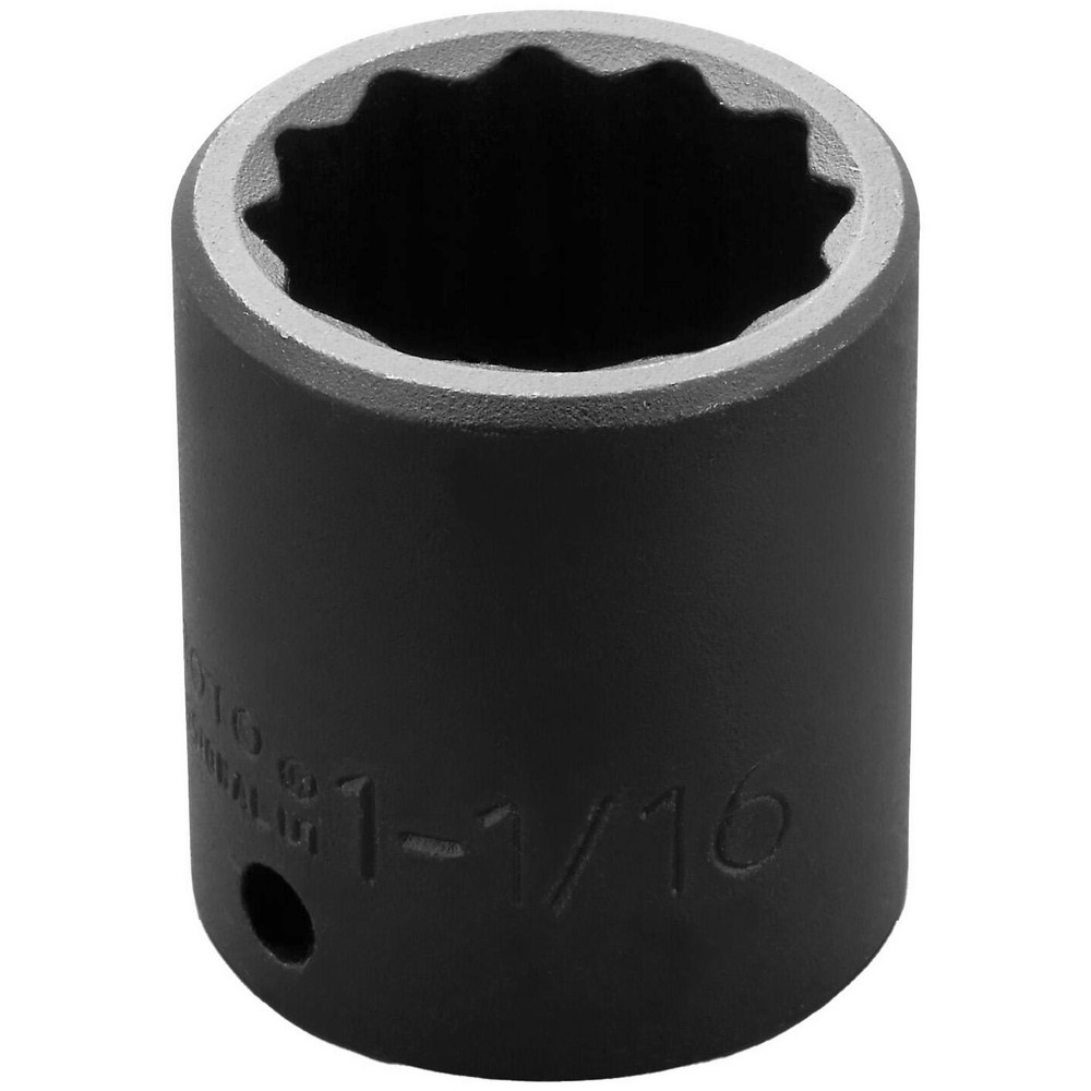 Impact Socket: 1/2" Drive, 1-1/16" Socket - 12 Point, 1-3/4" OAL