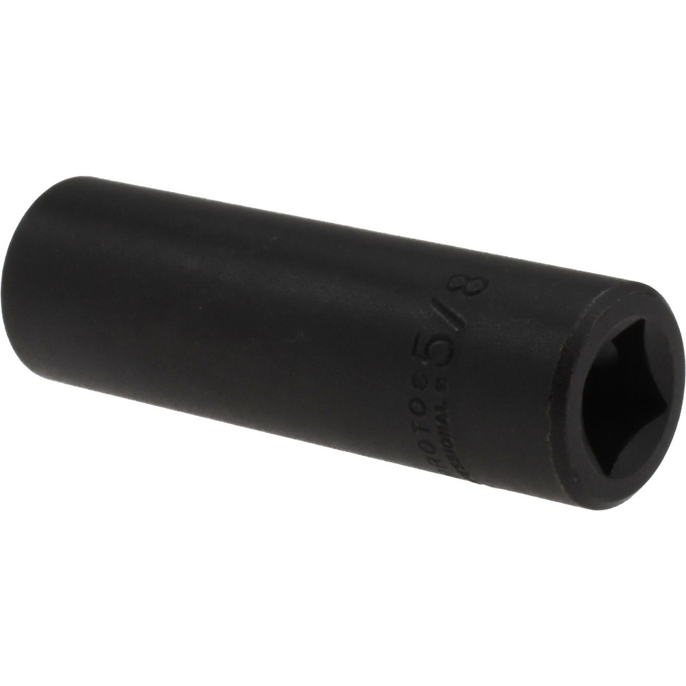 Impact Socket: 1/2" Drive, 5/8" Socket, Hex Drive - 6 Point, 3-1/4" OAL