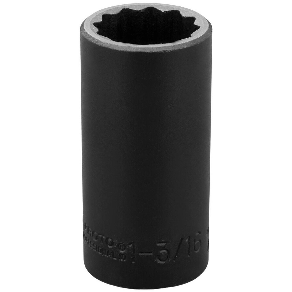 Impact Socket: 1/2" Drive, 1-3/16" Socket - 12 Point, 3-1/2" OAL