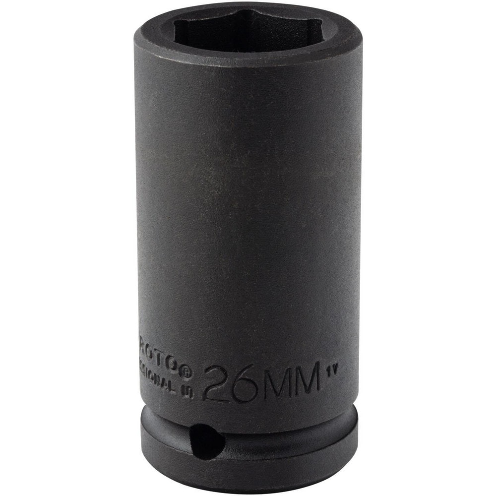 Impact Socket: 3/4" Drive, 26mm Socket, Hex Drive