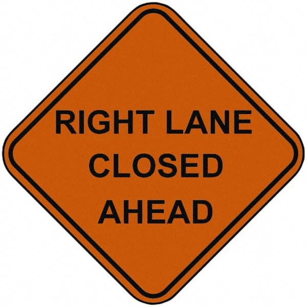 Road Construction Sign: Square, "Right Lane Closed Ahead"