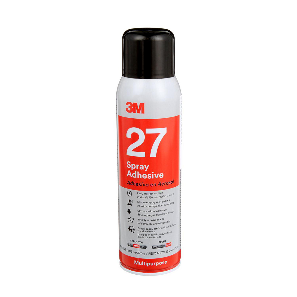 3M Multi-Purpose Spray Adhesive 27, Clear, 16 fl oz Can, Net Wt 13.05 oz | Part #00051111078327