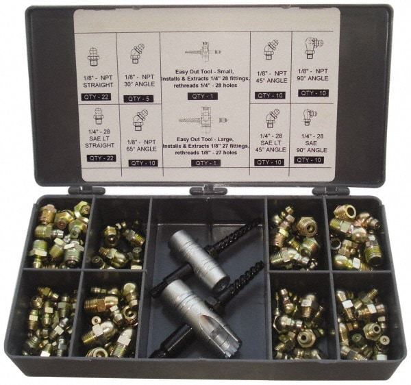 PRO-LUBE GFTESOKIT/M-101 101 Piece, Metric, Box Plastic Steel Grease Fitting Set 