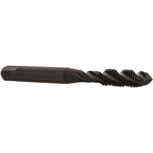 Spiral Flute Tap: 1/4-28 UNF, 3 Flutes, Plug, 3B Class of Fit, High Speed Steel, Bright/Uncoated